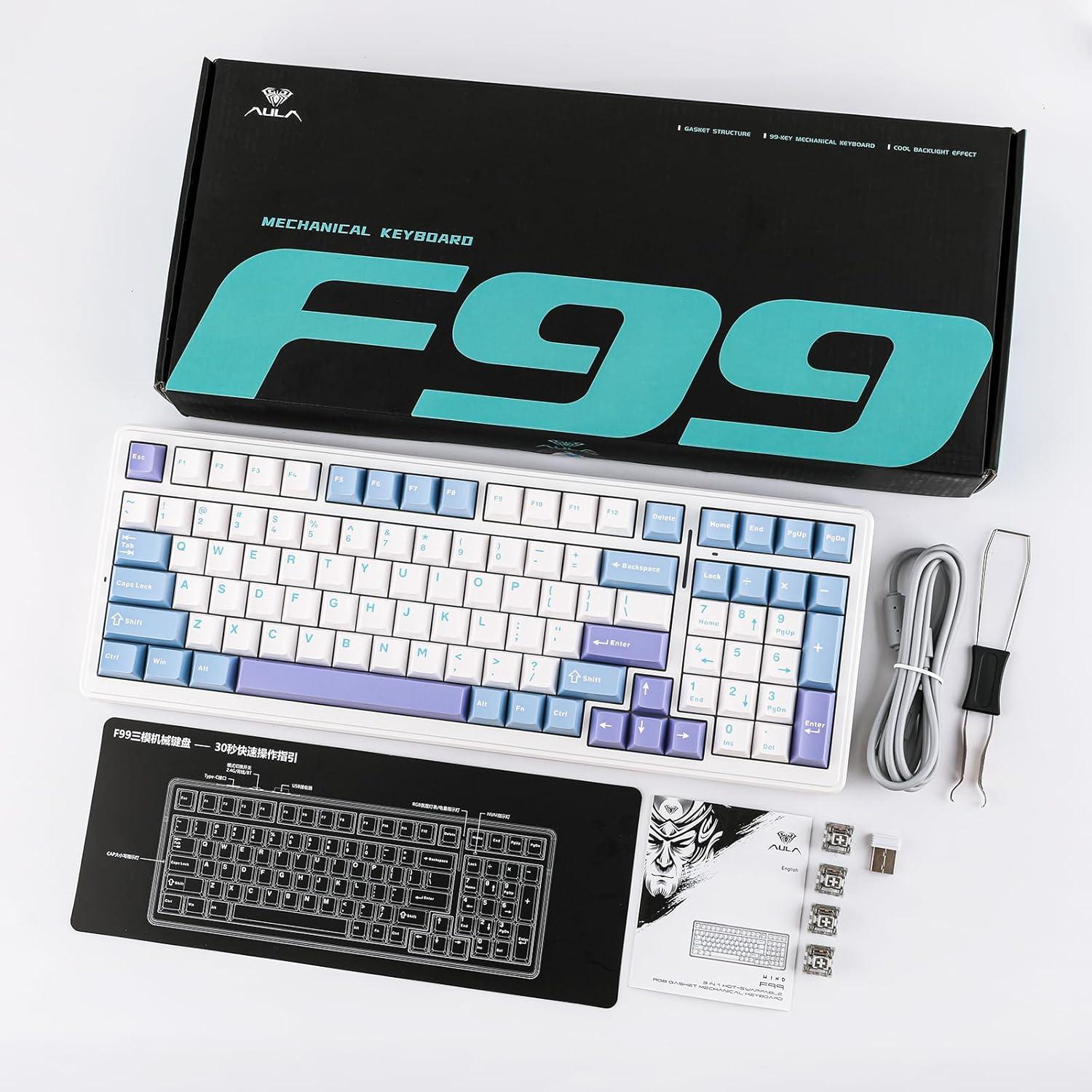 Teclado Mecánico Inalámbrico EPOMAKER F99 96% Azul Claro