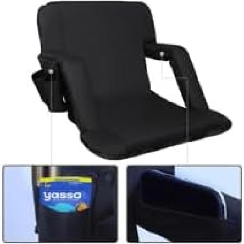 Asientos de Estadio Plegables Summates con Respaldo Ajustable - Paquete de 2, Negro