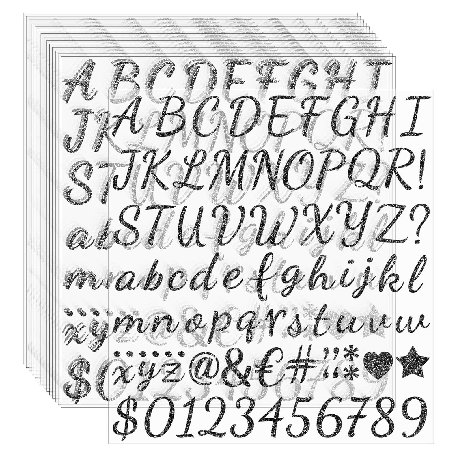 1245 Etiquetas de Letras Autoadhesivas Huimdery Negras