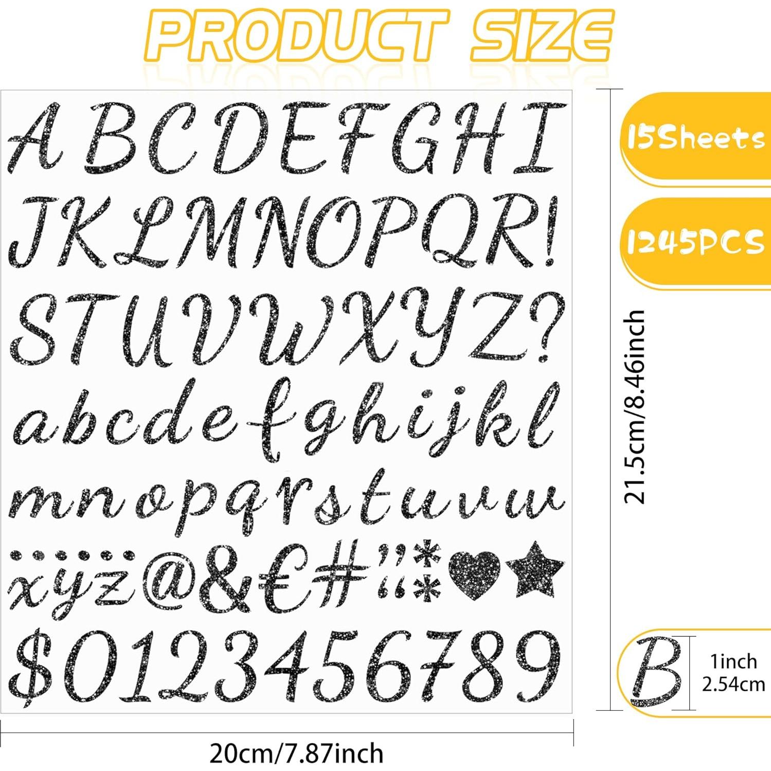 1245 Etiquetas de Letras Autoadhesivas Huimdery Negras