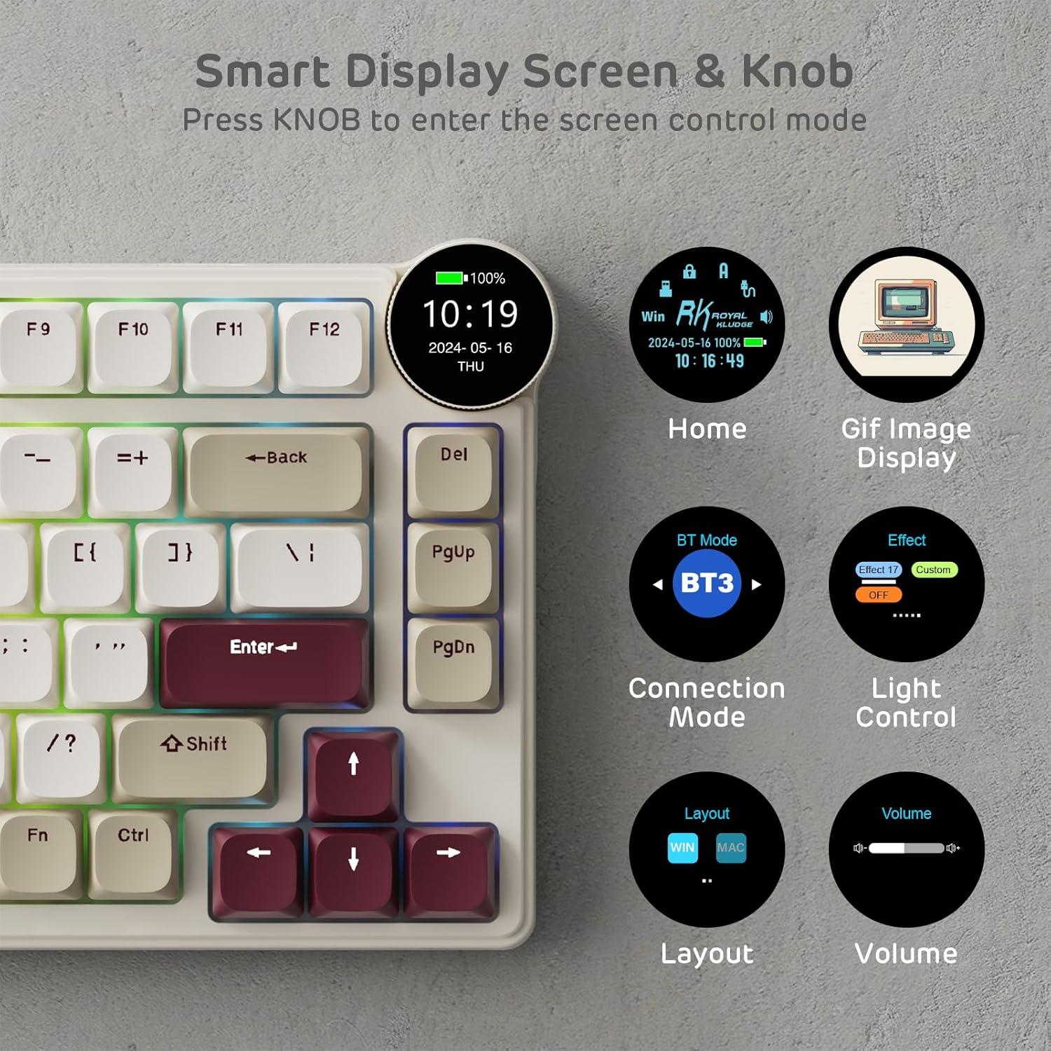 Teclado Mecánico Inalámbrico RK Royal Kludge N80 75% Marrón