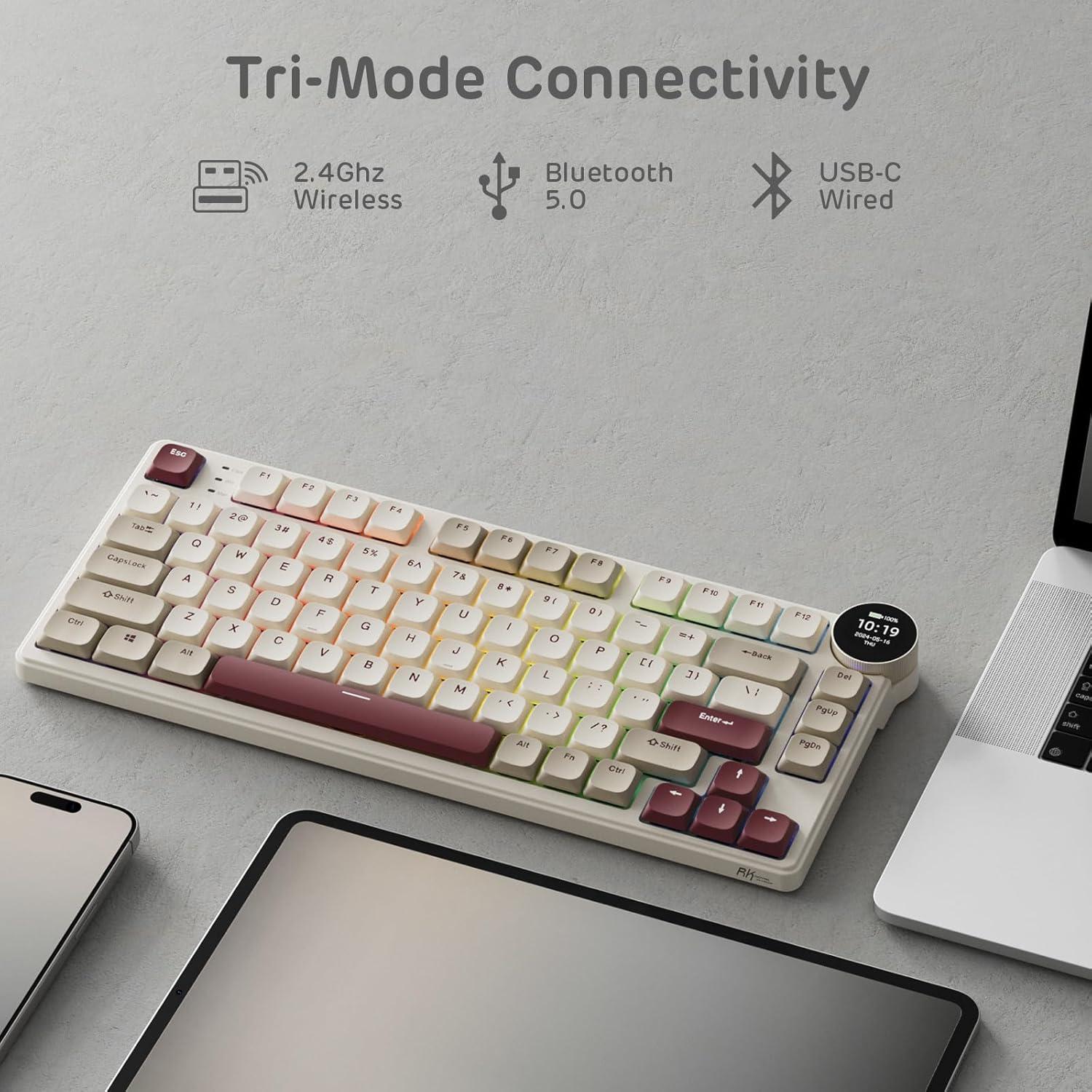 Teclado Mecánico Inalámbrico RK Royal Kludge N80 75% Marrón