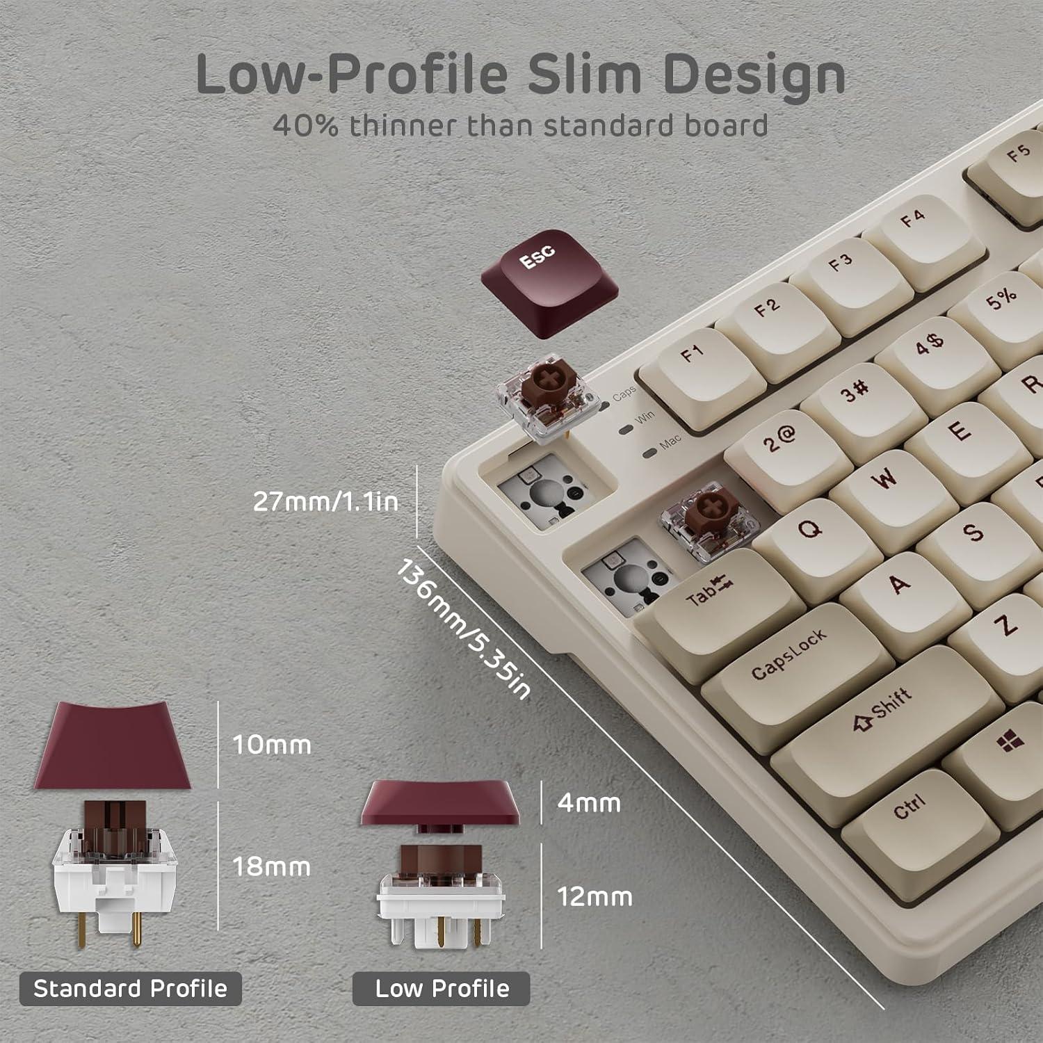 Teclado Mecánico Inalámbrico RK Royal Kludge N80 75% Marrón