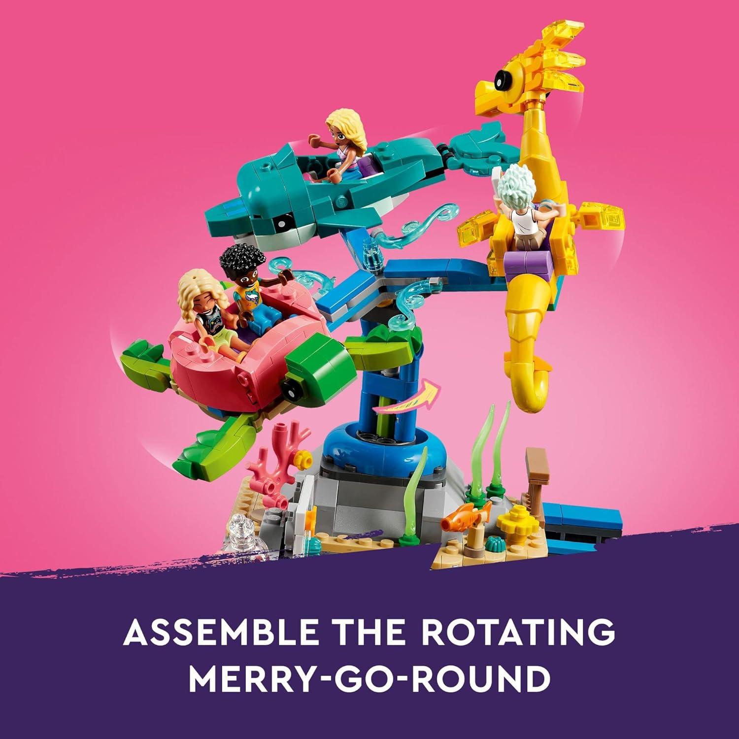 LEGO Friends Parque Diversiones Playa 41737 con Carrusel y Olas