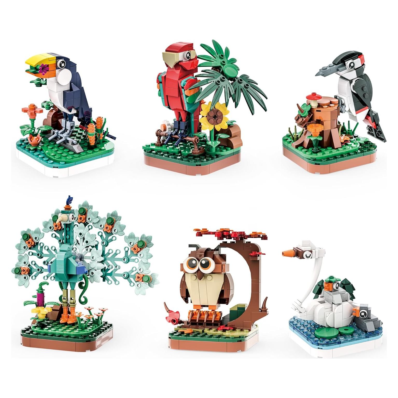 Apostrophe Games Kit de Bloques Aves 900 Piezas 6 Modelos