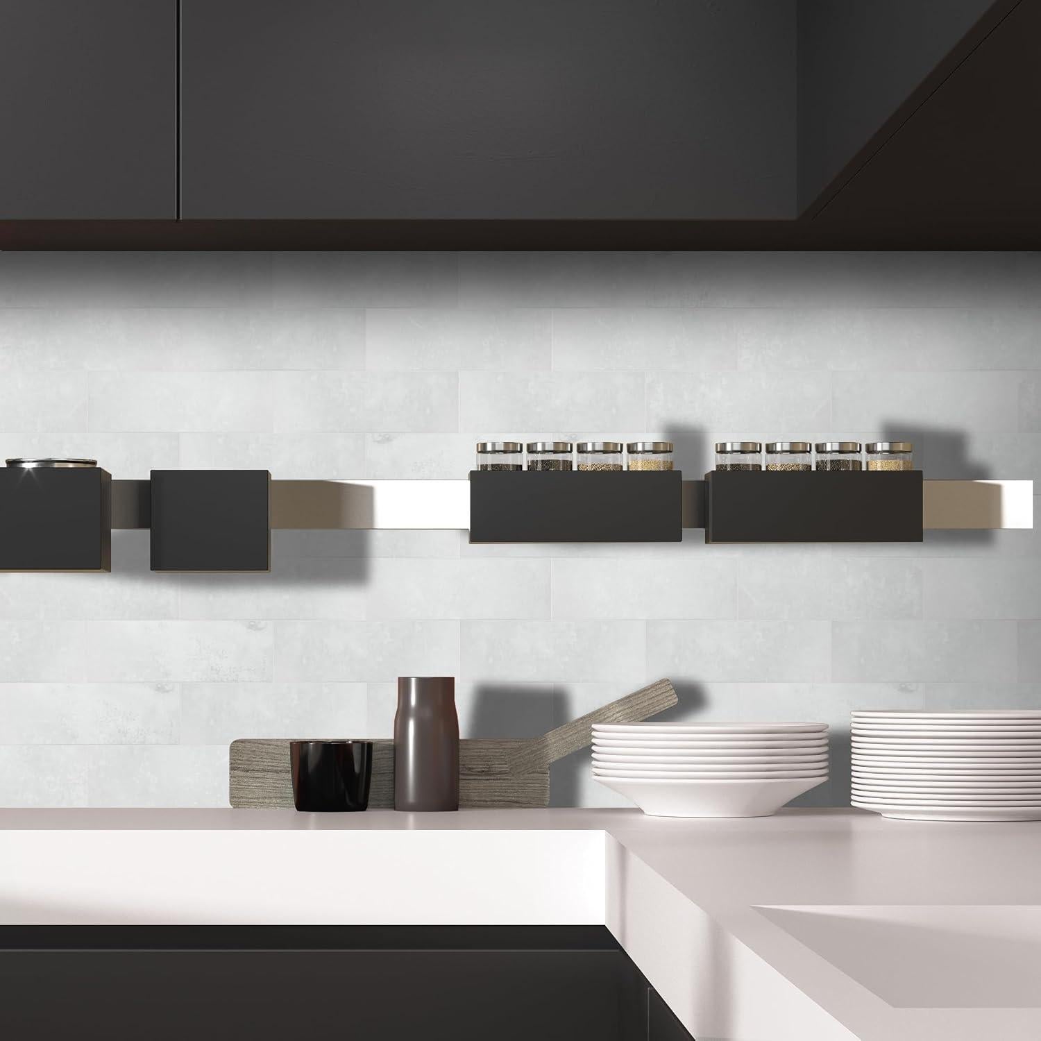 30 Hojas Azulejos Autoadhesivos INNO 10.16x30.48 cm Gris Cemento