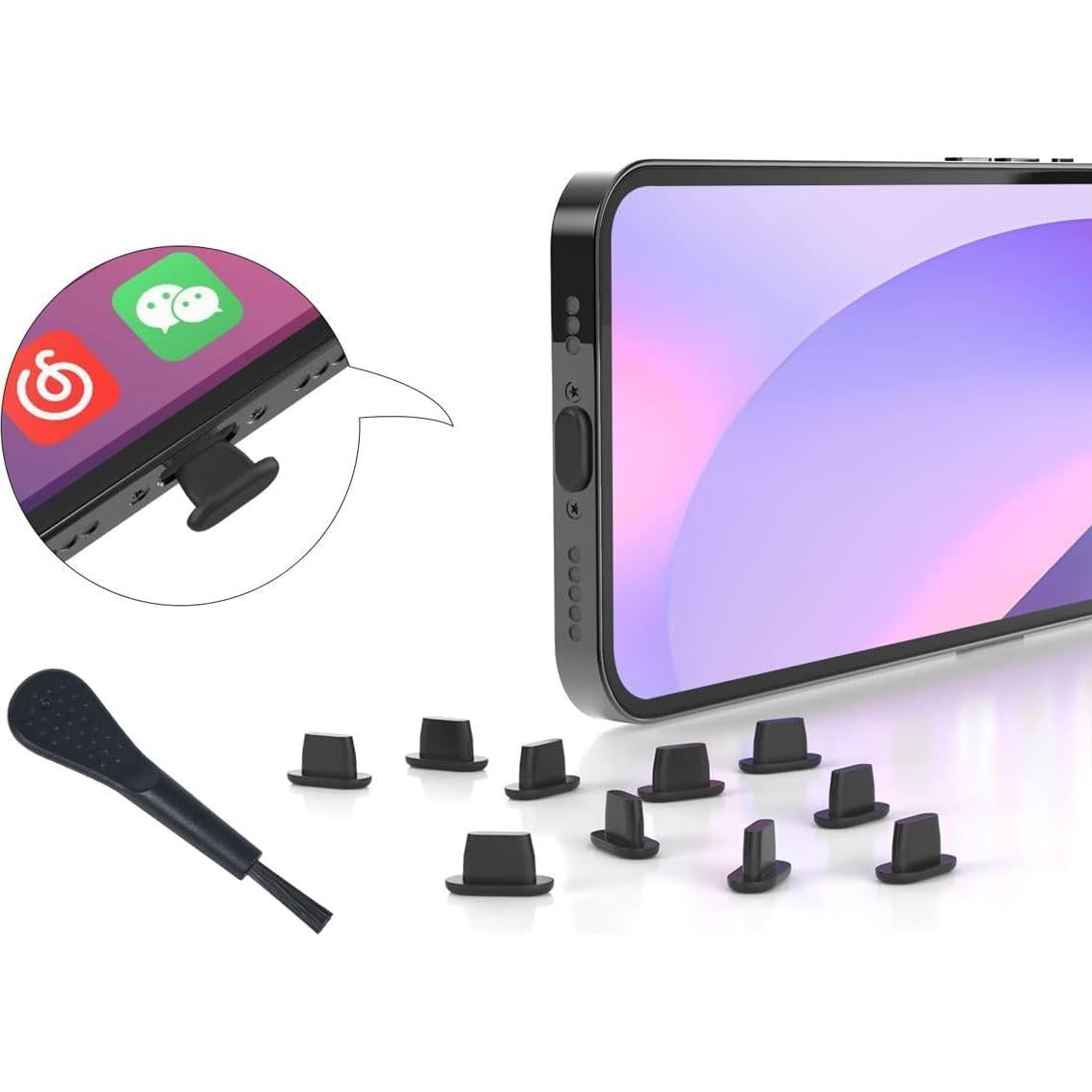 20 Tapones Anti Polvo para iPhone 14, 13, 12, 11 y más