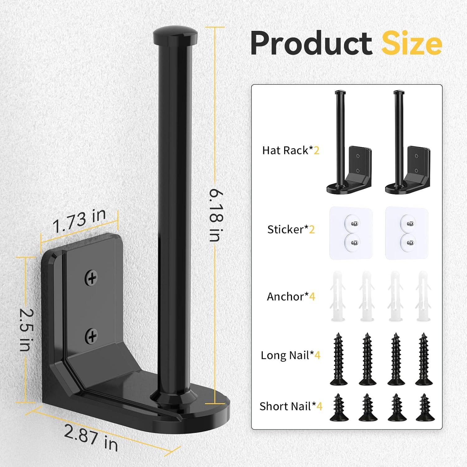 Organizador de Gorras HzTinT Negro 2 Paquete Montaje Pared