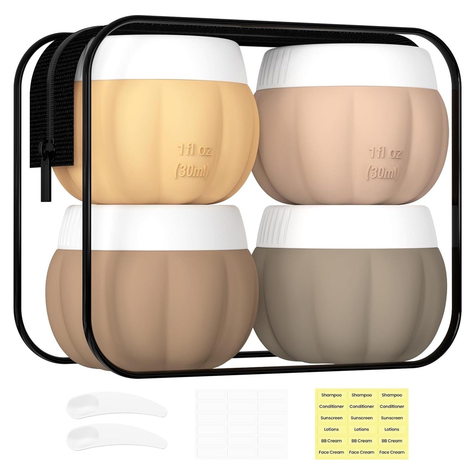 Contenedores de Viaje Redfly 4 Tarros Silicona 29.57 ml A prueba de Fugas