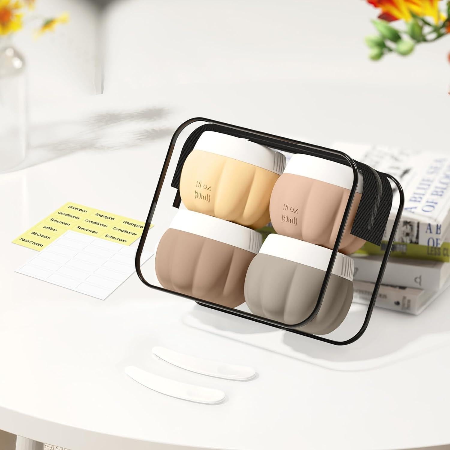 Contenedores de Viaje Redfly 4 Tarros Silicona 29.57 ml A prueba de Fugas