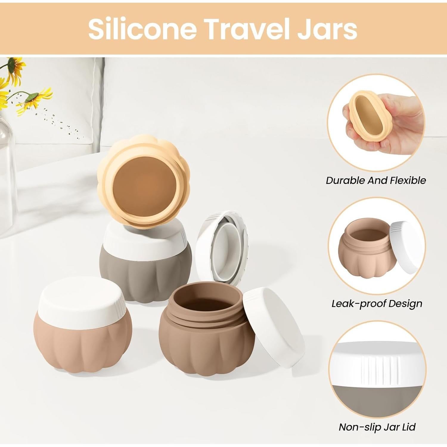 Contenedores de Viaje Redfly 4 Tarros Silicona 29.57 ml A prueba de Fugas