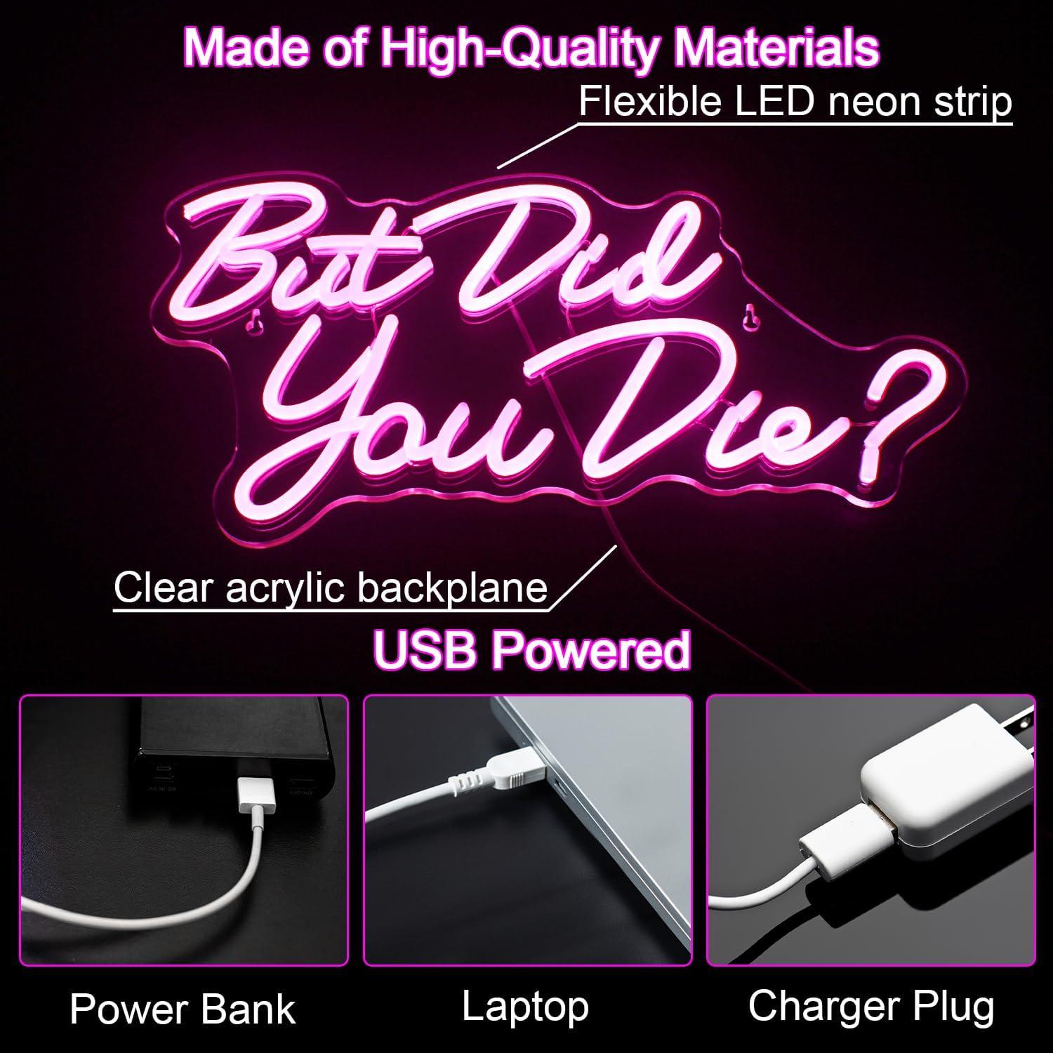 Letrero de Neón LED Rosa Pero ¿Te Moriste? 22.6x42 cm