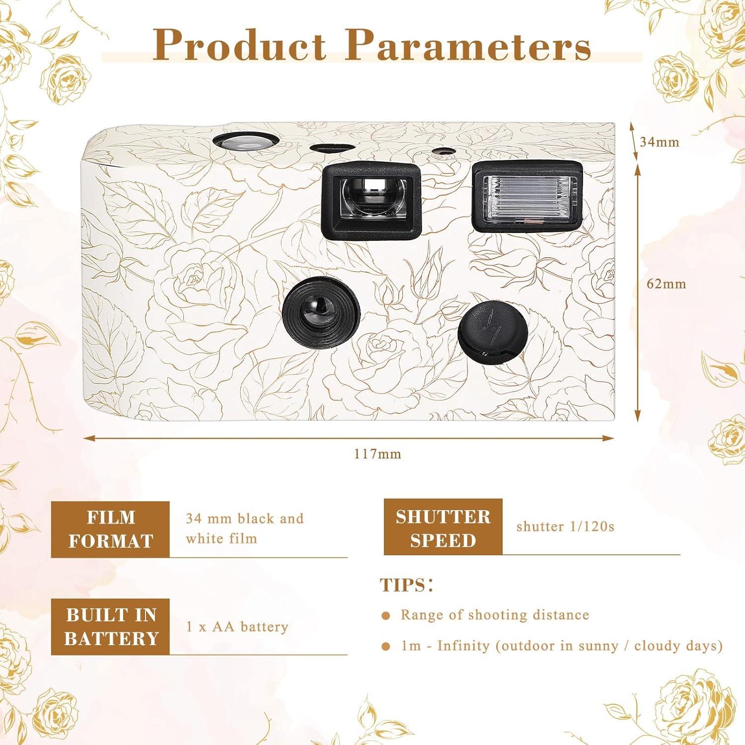 Cámara Desechable Zhengmy 4 Pack con Flash 34mm Blanco y Negro