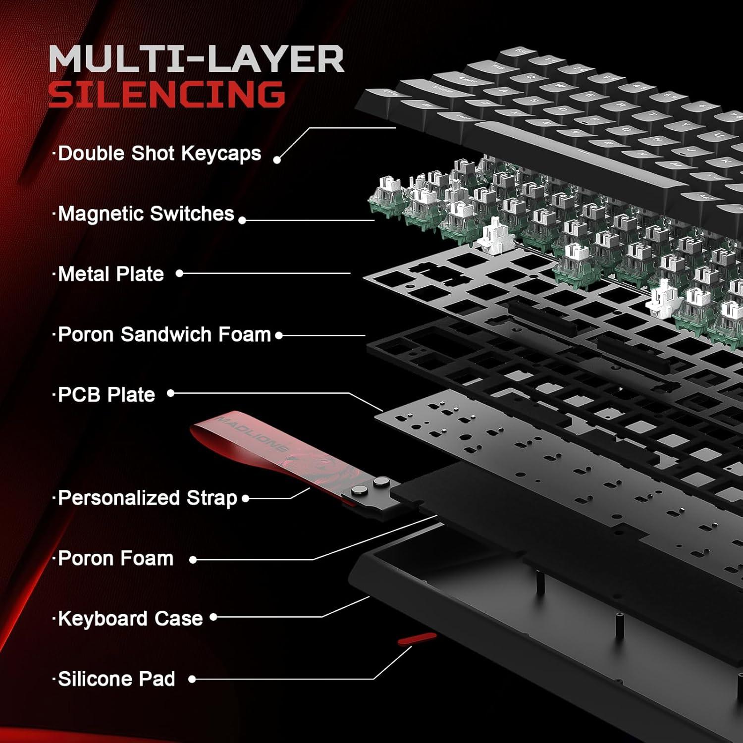Teclado Mecánico Gaming YUNZII MAD68 HE 60% RGB Interruptor Pro Ámbar