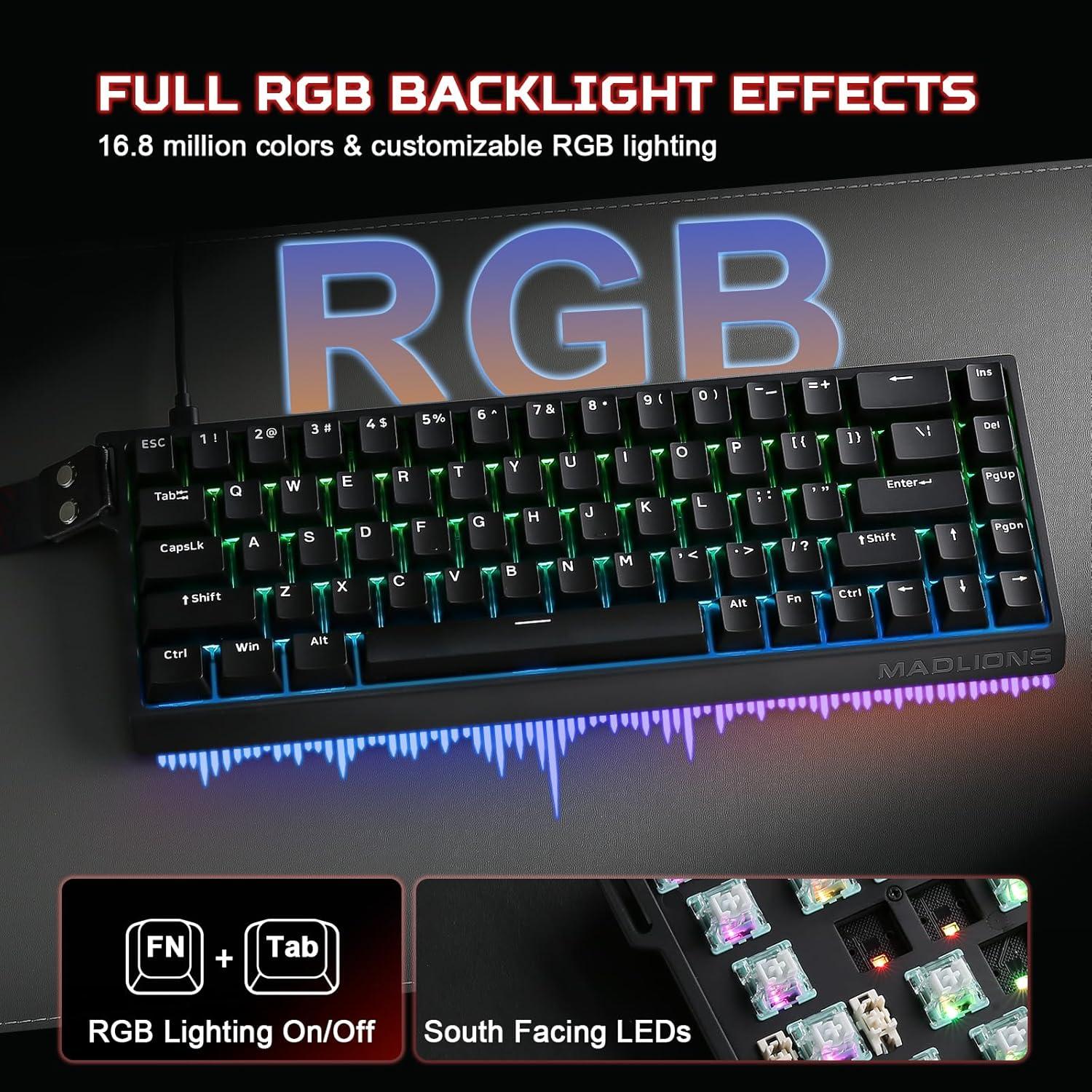 Teclado Mecánico Gaming YUNZII MAD68 HE 60% RGB Interruptor Pro Ámbar
