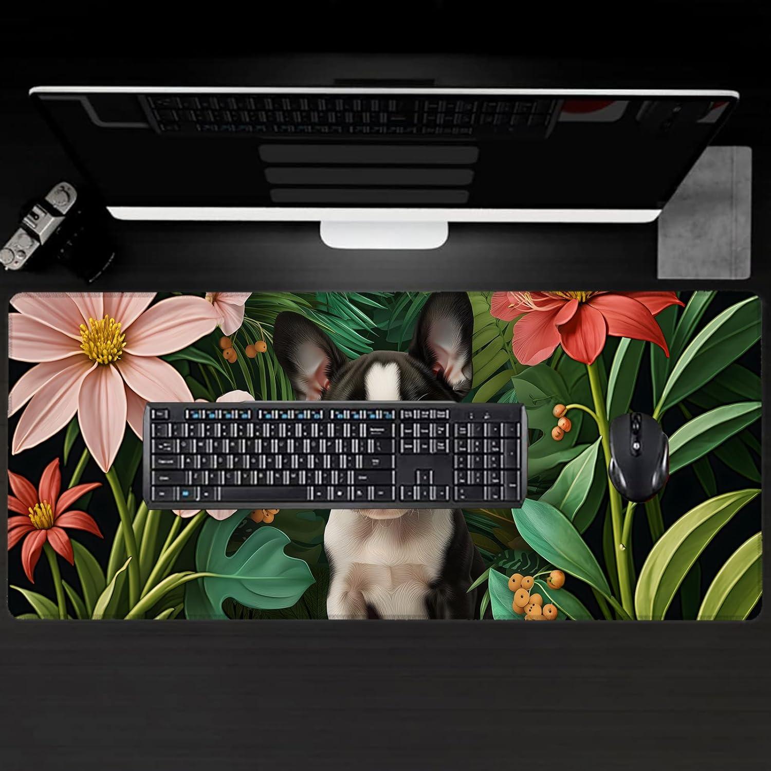 Alfombrilla de Ratón Grande VODRM Boston Terrier Antideslizante 80x30cm