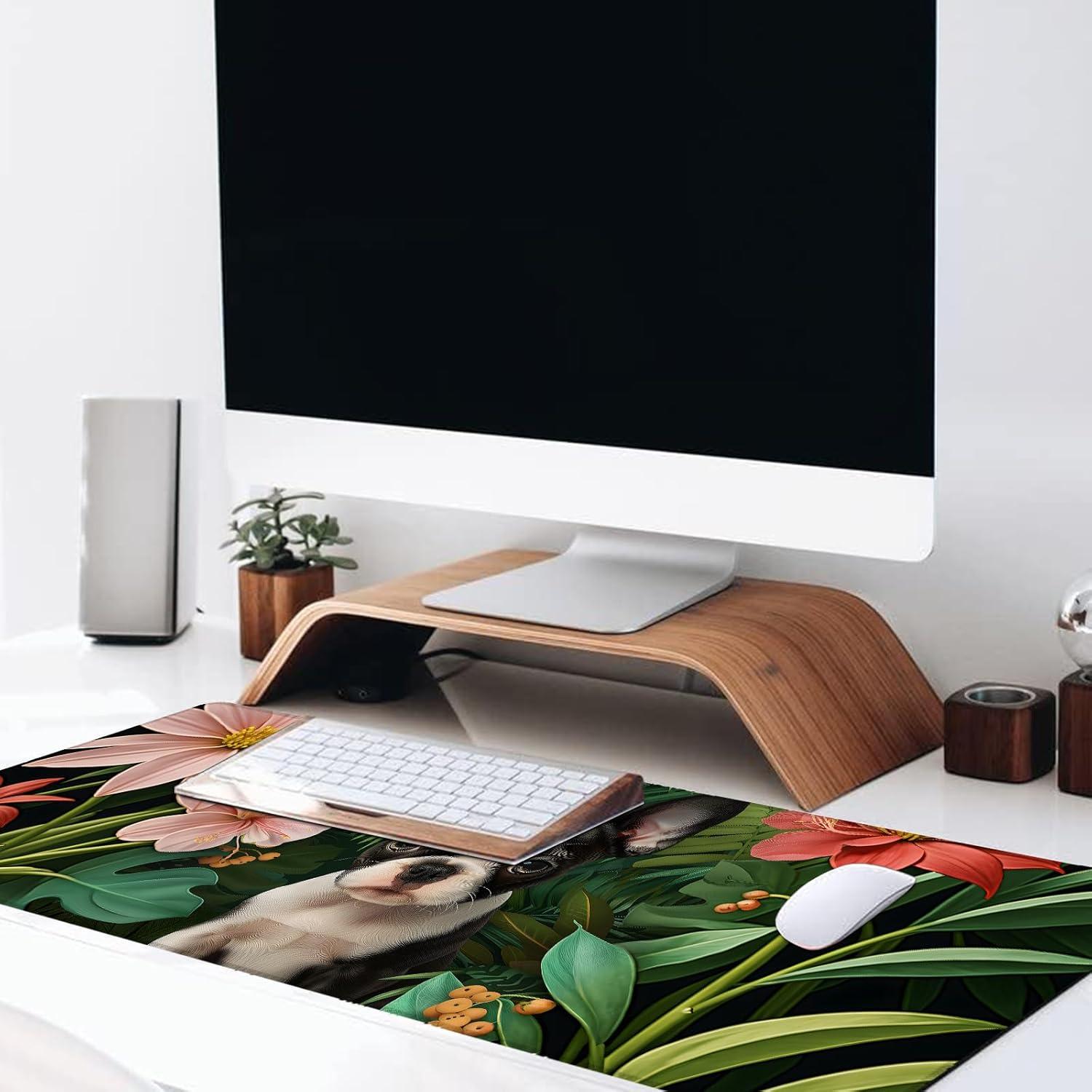 Alfombrilla de Ratón Grande VODRM Boston Terrier Antideslizante 80x30cm