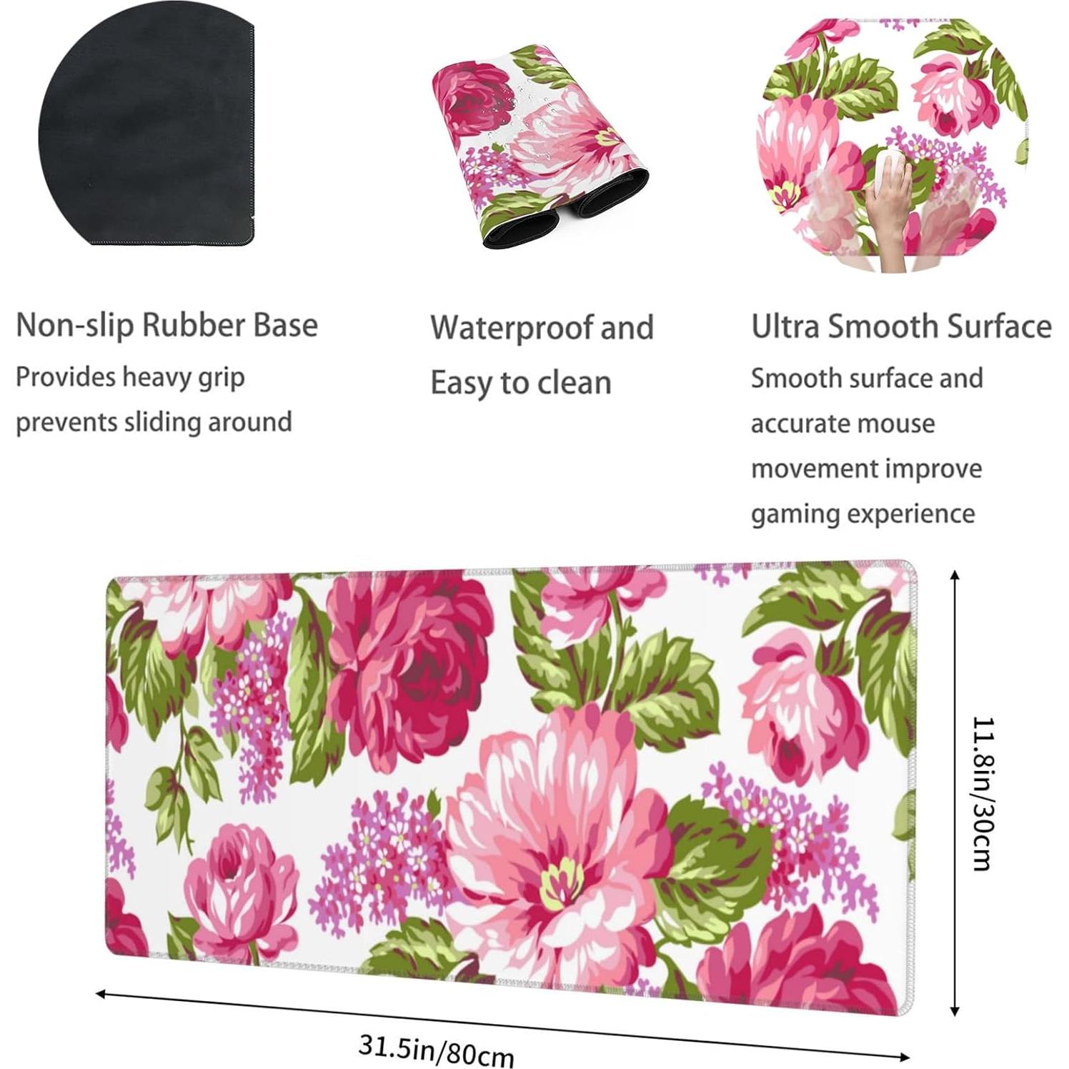 Alfombrilla de Ratón Grande VODRM Boston Terrier Antideslizante 80x30cm