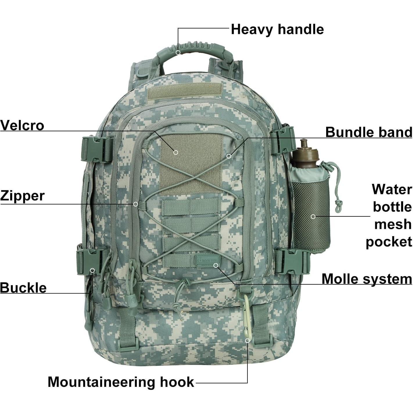 Mochila táctica militar expandible 39-64L Acu senderismo