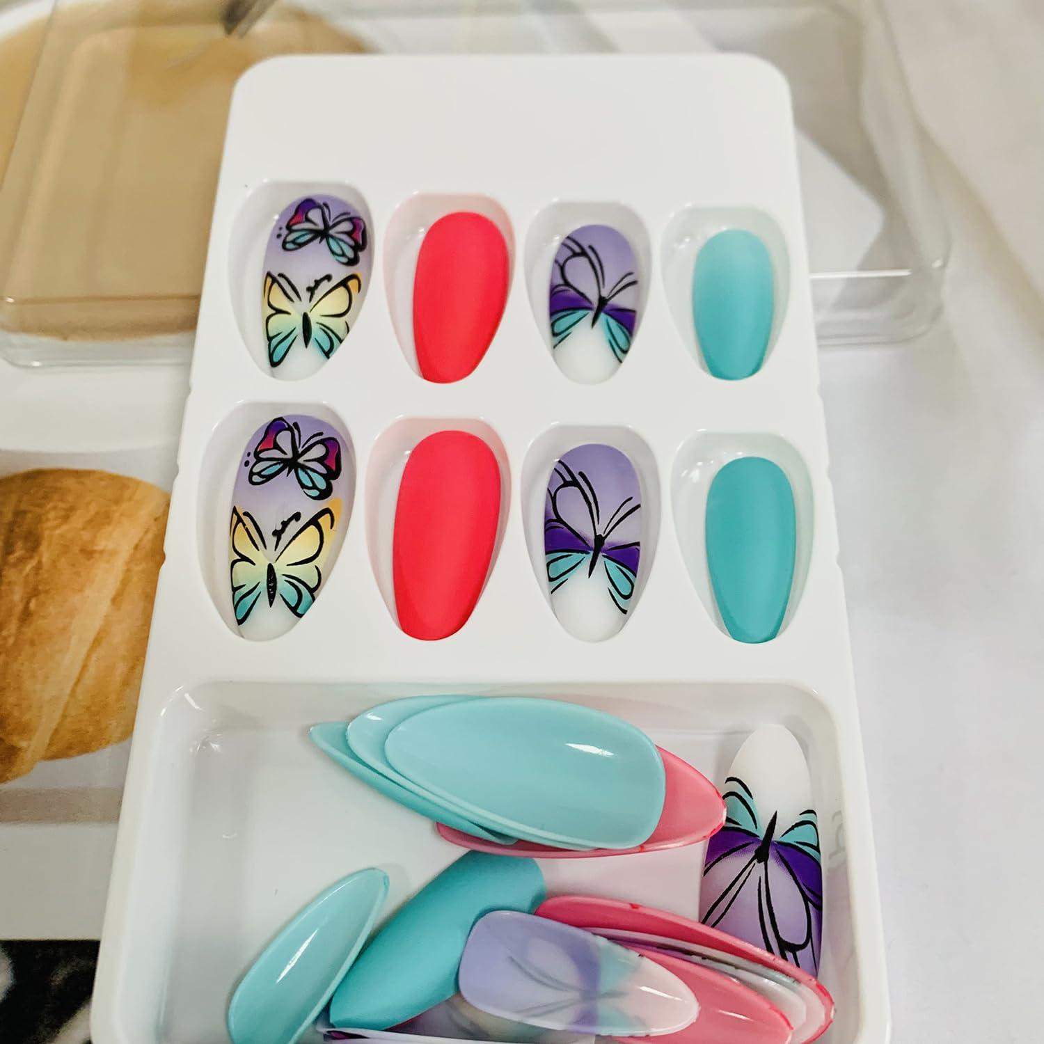 Uñas Artificiales Vezocim Mariposa Morada 24Pcs Medianas