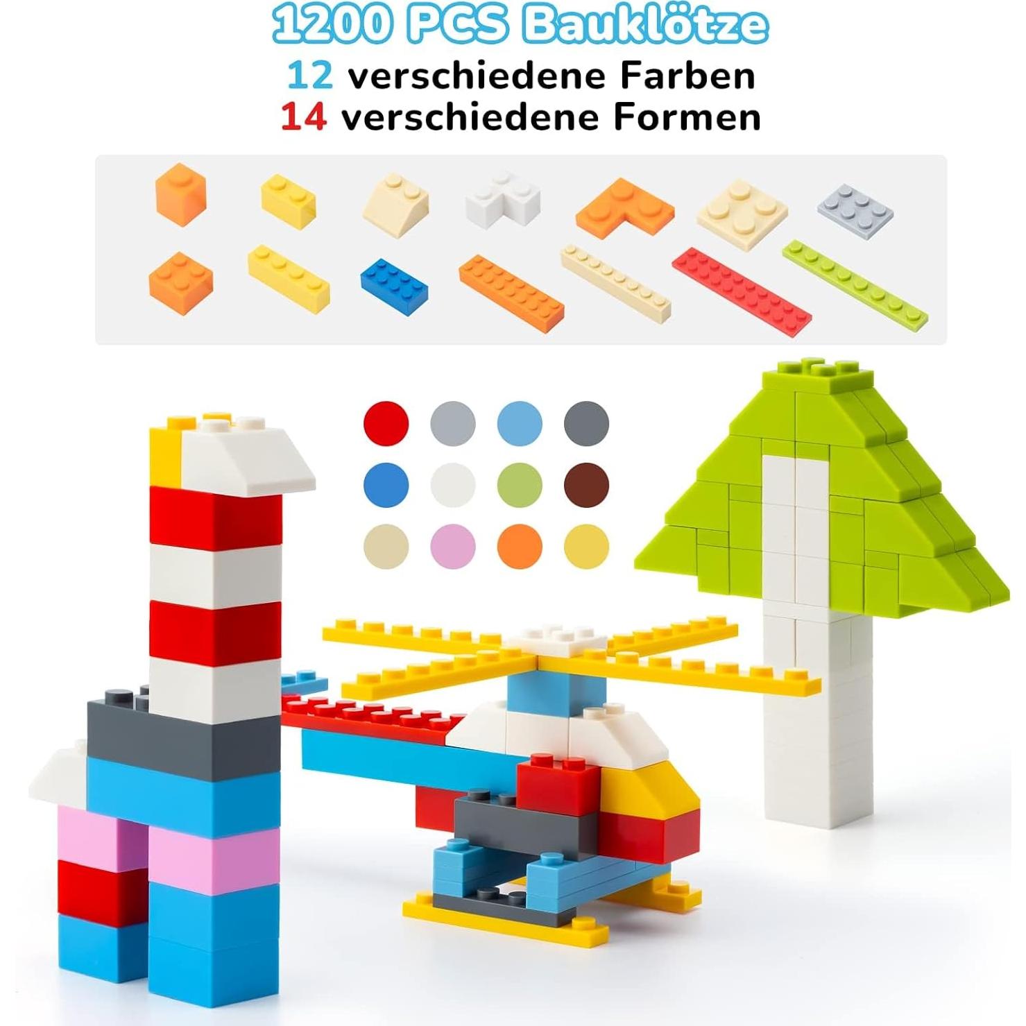 Bloques de Construcción WYSWYG 1200 Piezas 12 Colores