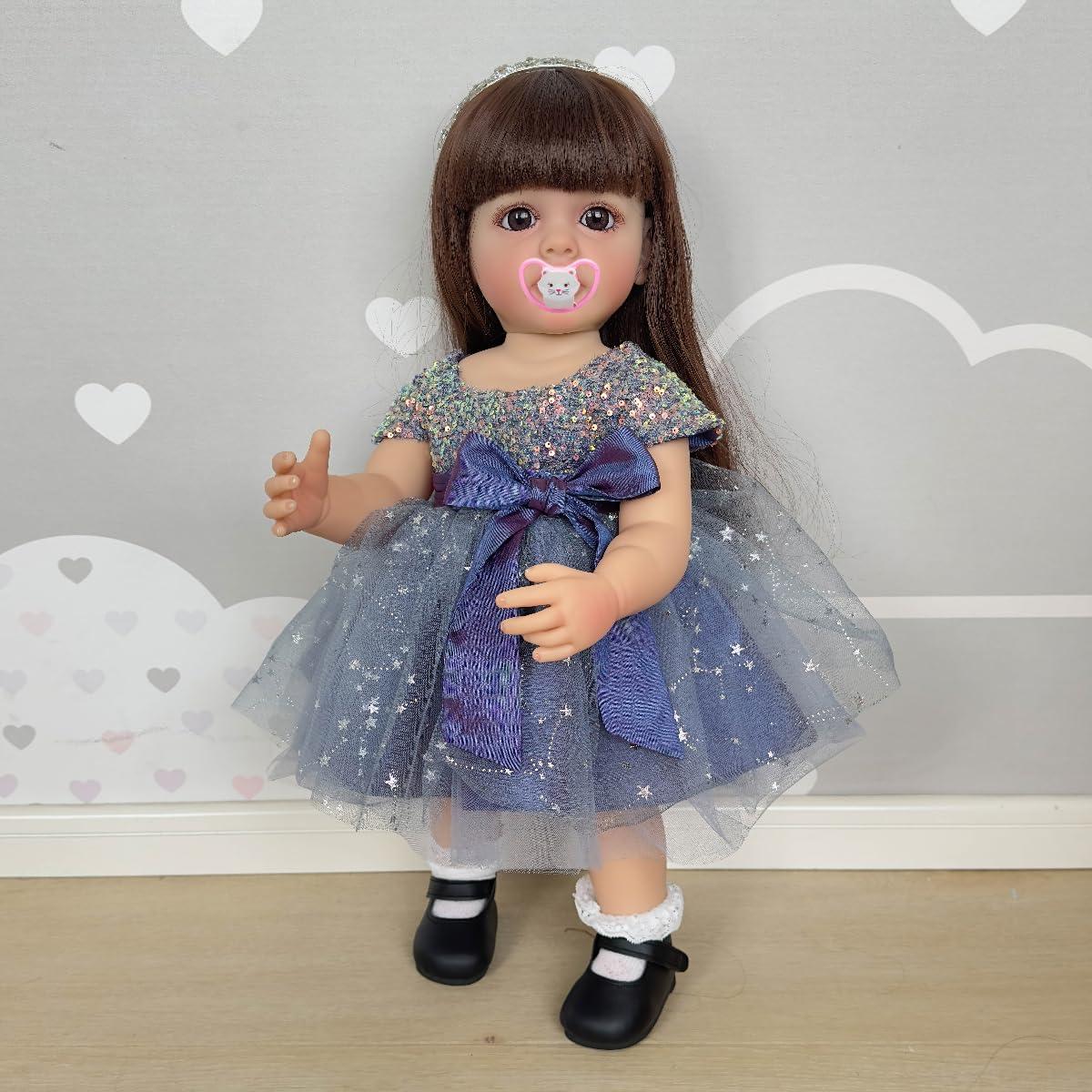 Muñeca Reborn 55 cm Vinilo Silicona Realista con Cabello