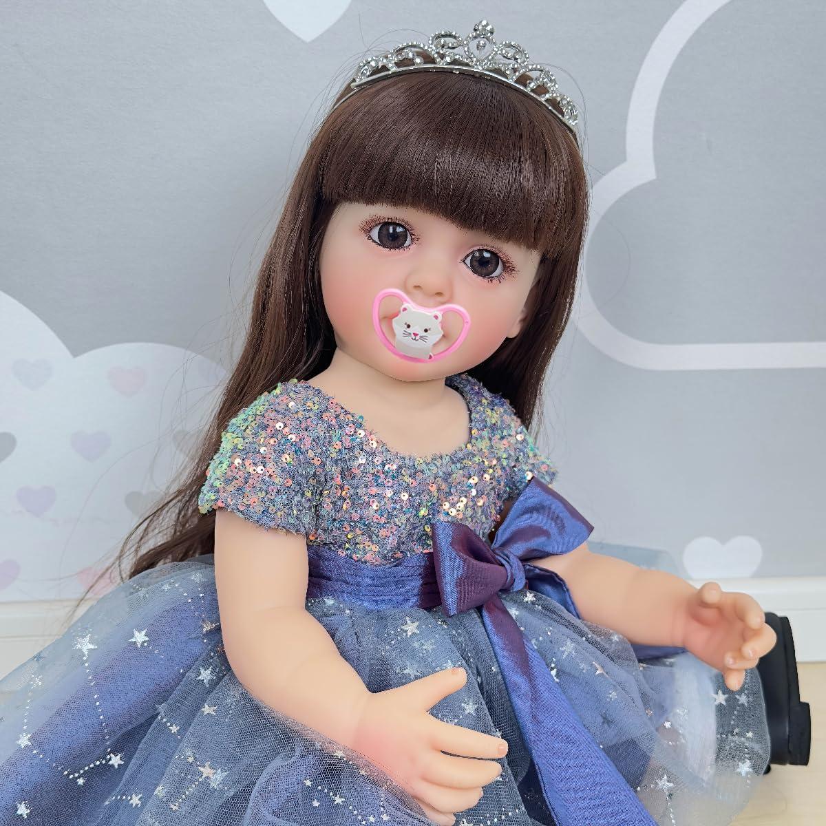 Muñeca Reborn 55 cm Vinilo Silicona Realista con Cabello