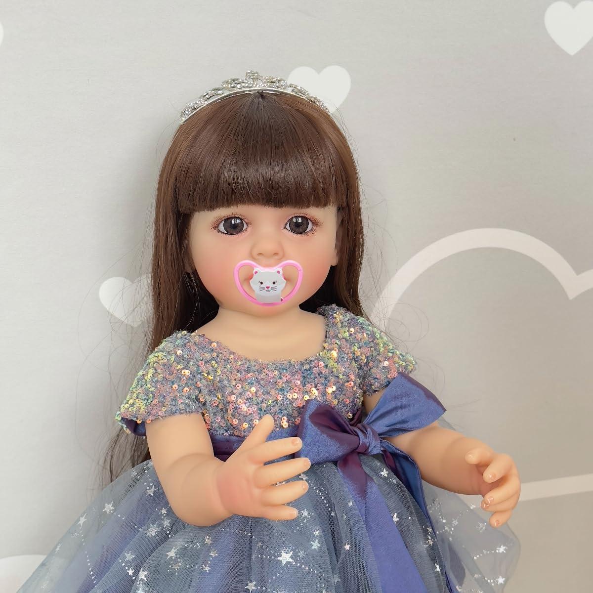Muñeca Reborn 55 cm Vinilo Silicona Realista con Cabello