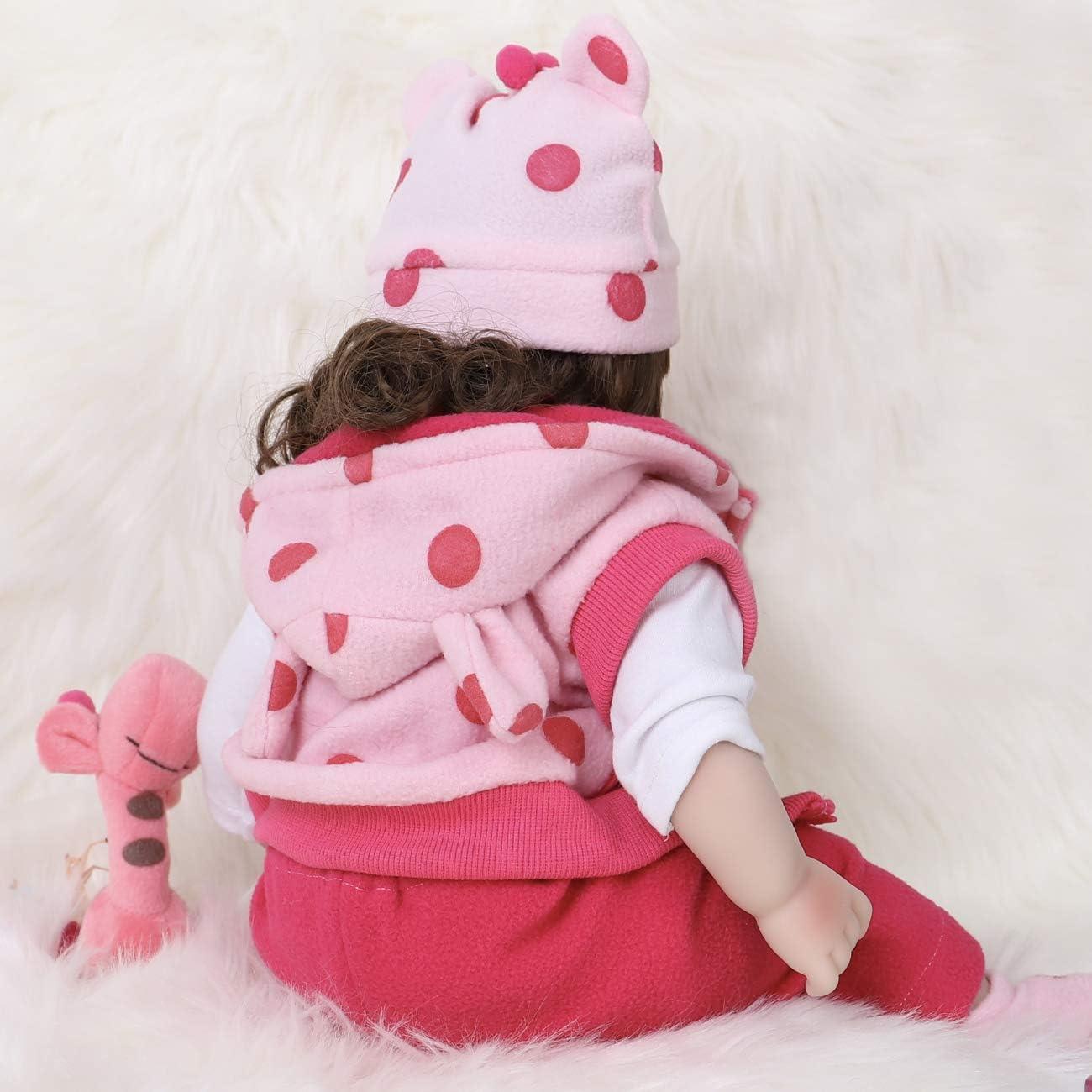 ENADOLL Reborn Baby Doll Realistic Silicone Vinyl Polka Dot Giraffe Baby 16 inch Weighted Soft Body Lifelike Doll Gift Set for Ages 3+(Polka Dot Giraffe)