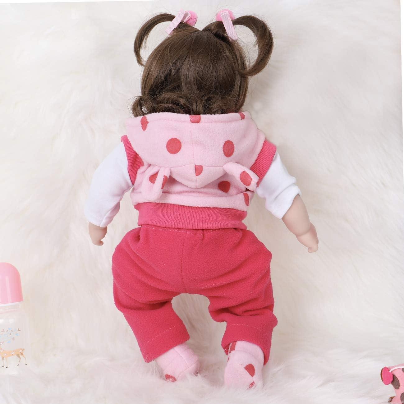 ENADOLL Reborn Baby Doll Realistic Silicone Vinyl Polka Dot Giraffe Baby 16 inch Weighted Soft Body Lifelike Doll Gift Set for Ages 3+(Polka Dot Giraffe)