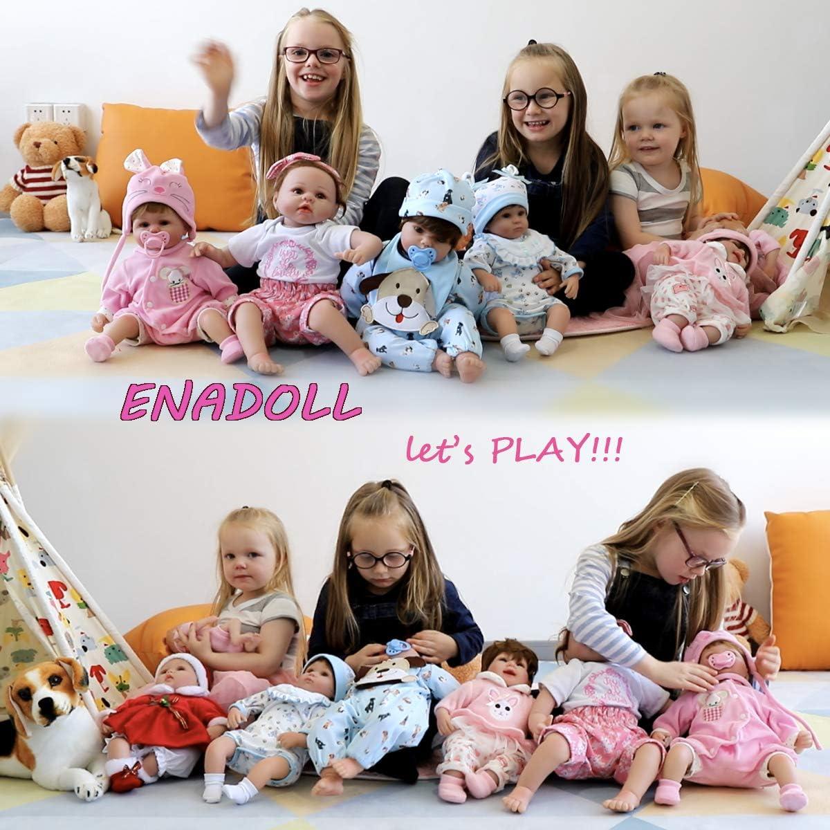 ENADOLL Reborn Baby Doll Realistic Silicone Vinyl Polka Dot Giraffe Baby 16 inch Weighted Soft Body Lifelike Doll Gift Set for Ages 3+(Polka Dot Giraffe)