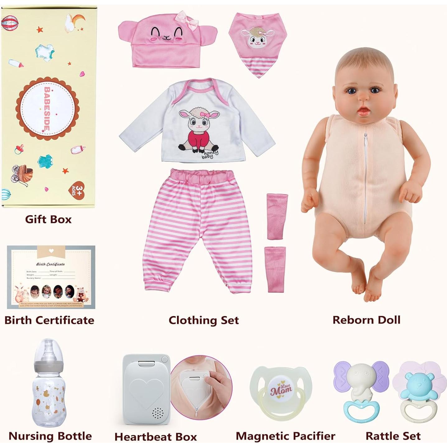 Muñeca Reborn BABESIDE Bailyn 50 cm con Sonido y Accesorios