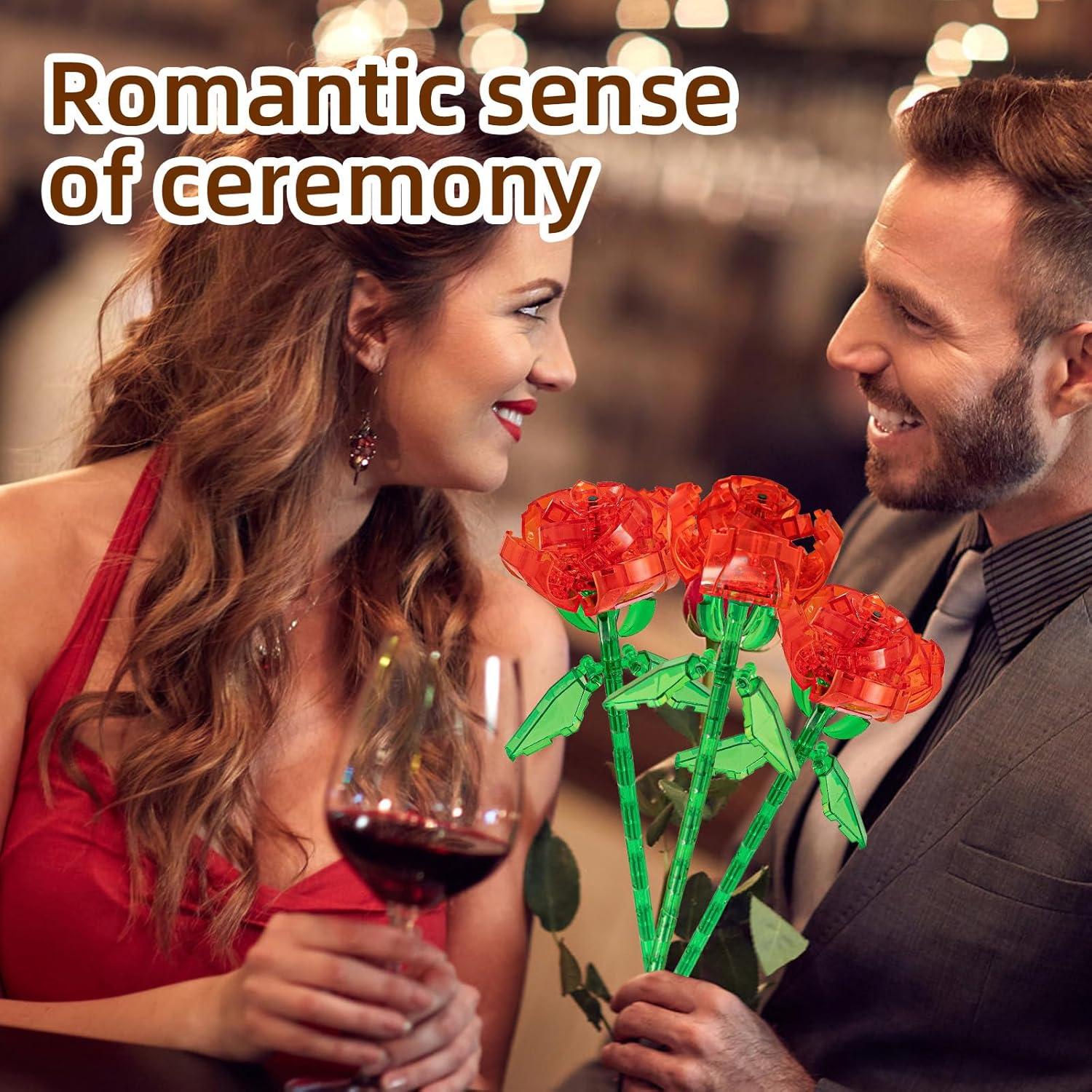 Ramo de Flores Artificiales DIY Qesfir con Jarrón Rojo