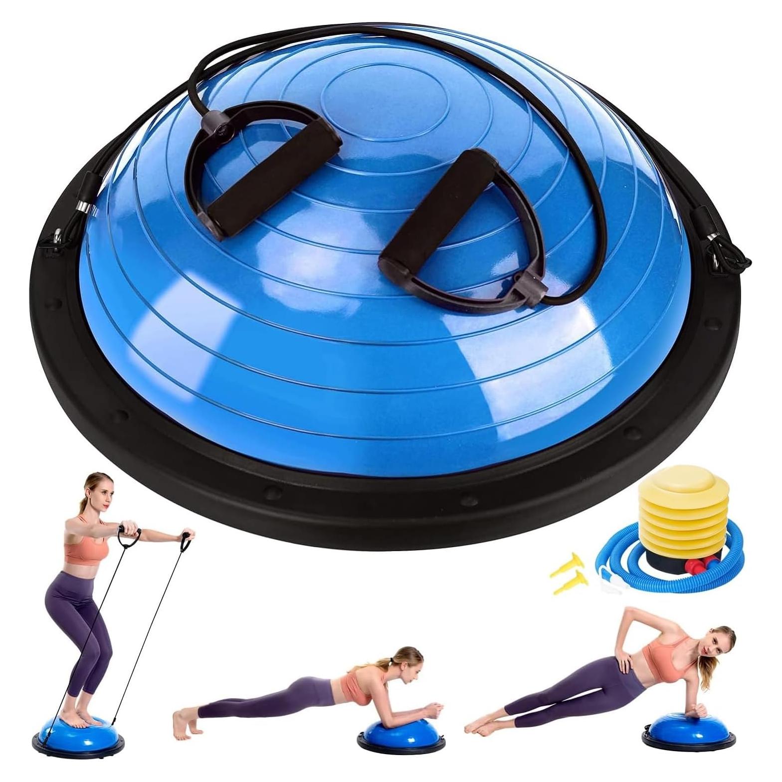 Media Pelota de Equilibrio Zeatly con Bandas de Resistencia