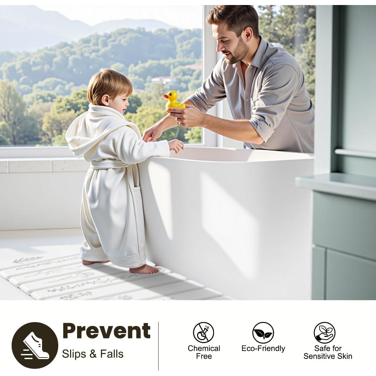 Alfombra de Baño Plegable INFISIBLE 61x41 cm Diatomita Floral Negra