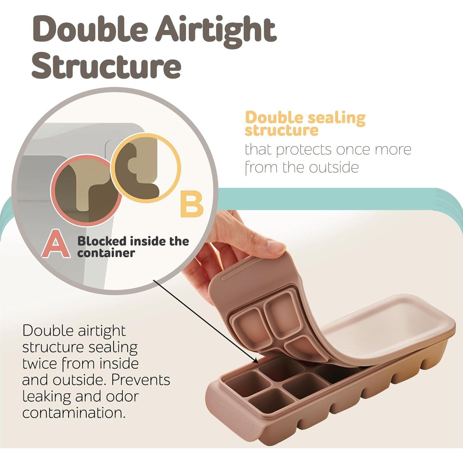 Bandeja de Hielo de Silicona Firgi 12 Secciones 177ml Beige