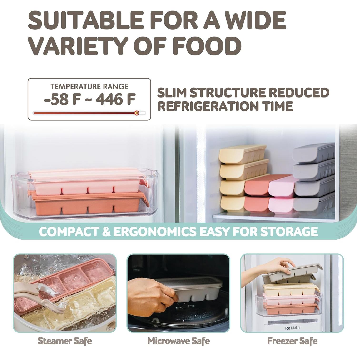 Bandeja de Hielo de Silicona Firgi 12 Secciones 177ml Beige