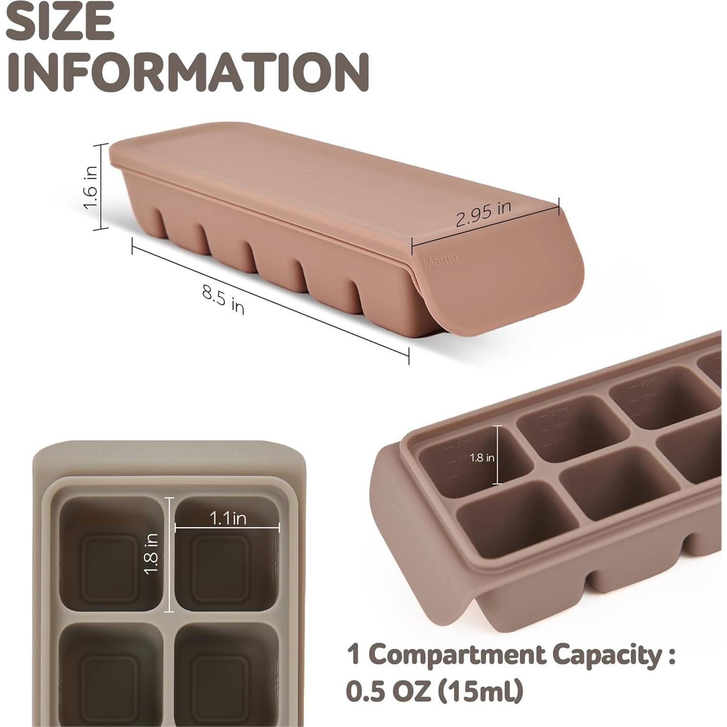 Bandeja de Hielo de Silicona Firgi 12 Secciones 177ml Beige