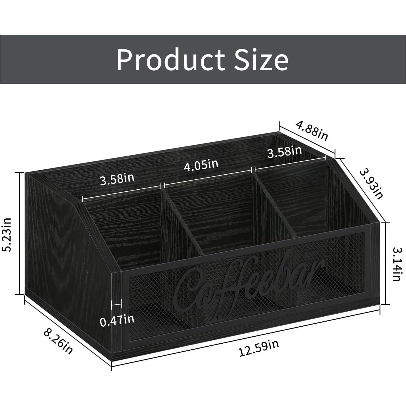 Organizador de Café YINMIT de Madera con Divisores - Negro