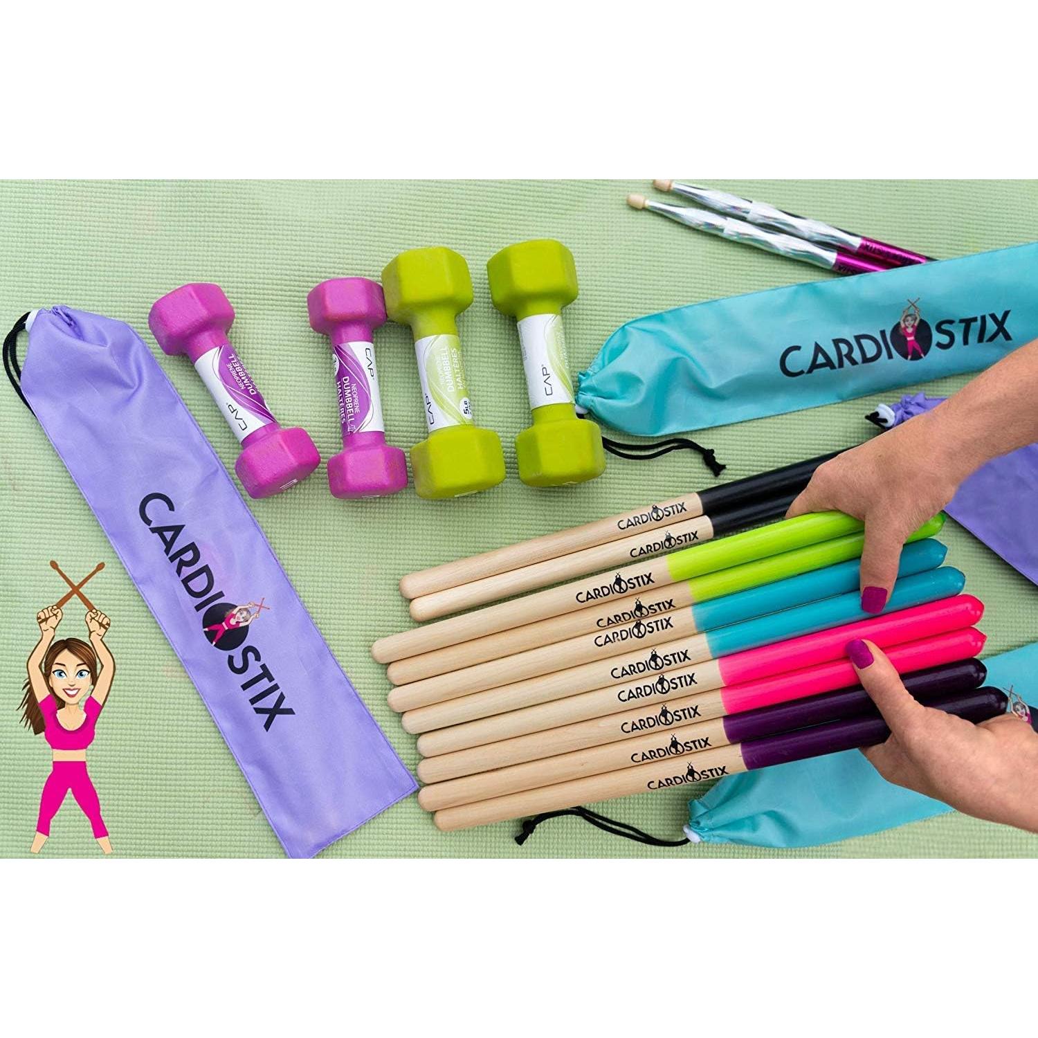 Palos de Tambor CardioStix 8oz Verde con Bolsa de Viaje