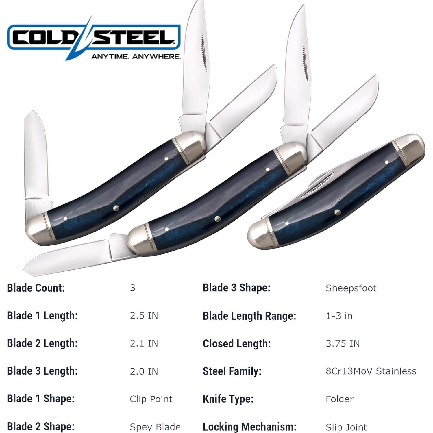 Cuchillo Plegable Cold Steel Gentleman's Stockman 3 Cuchillas