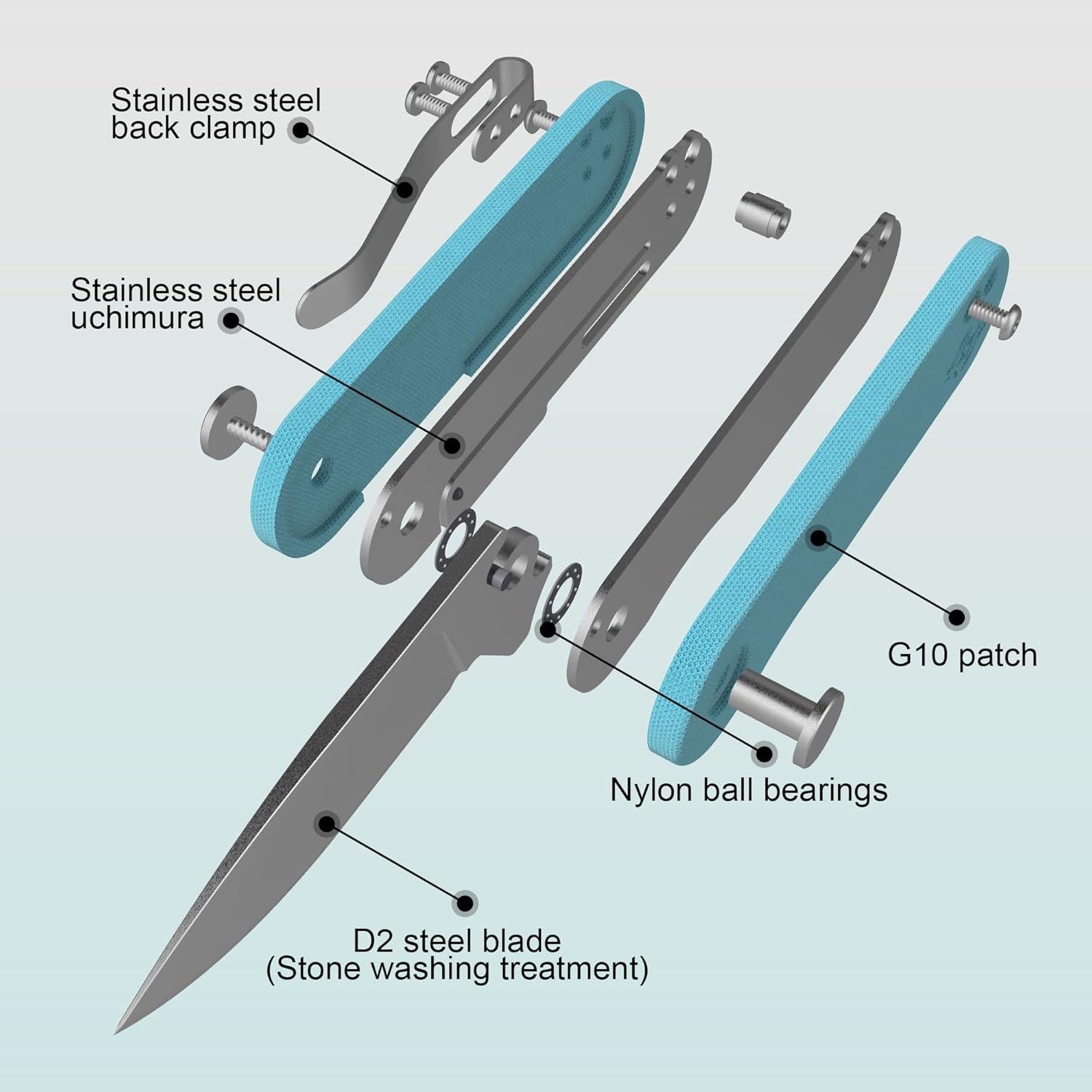 Cuchillo Plegable OLITANS G048 D2 4.9cm Mango G10 Azul