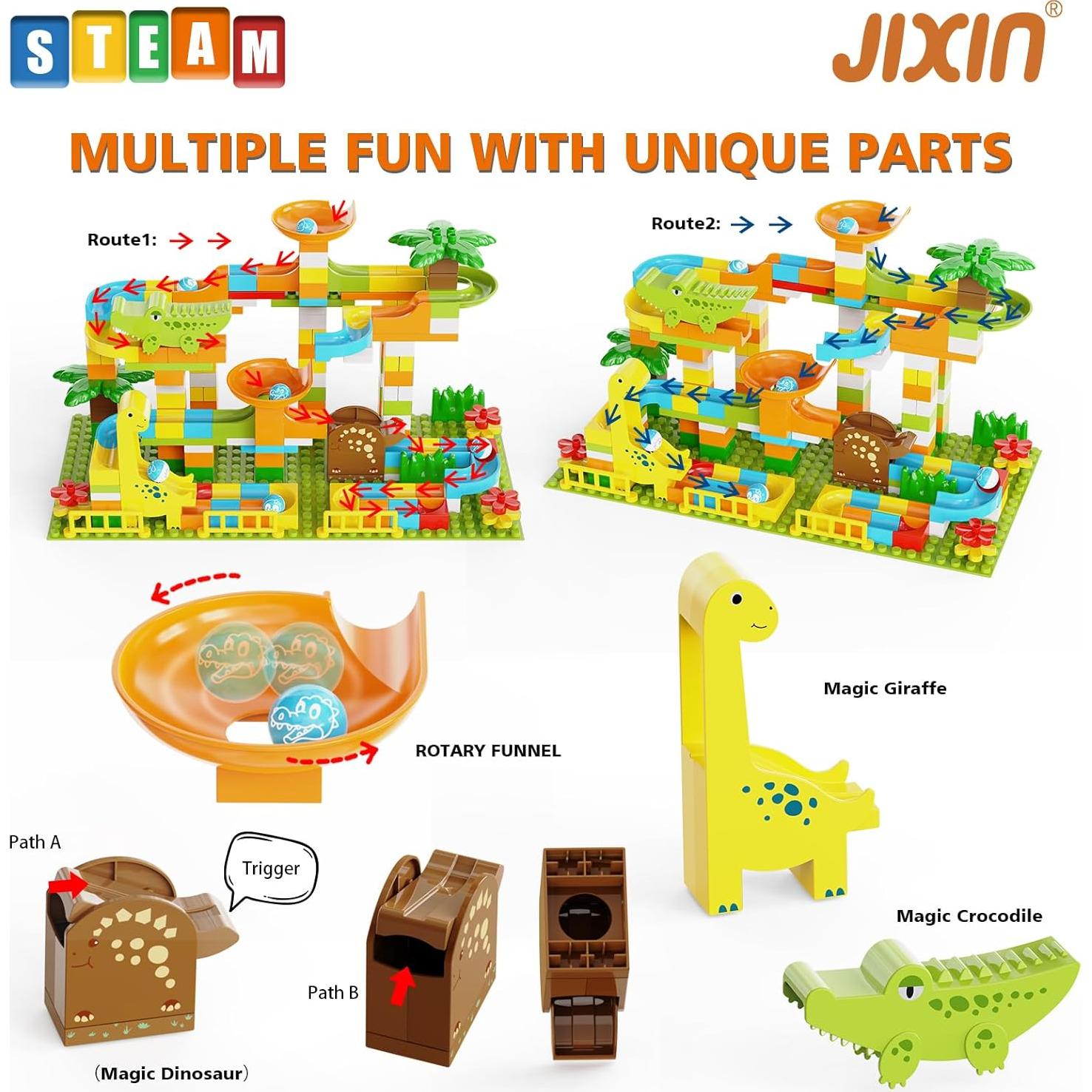 Carrera de Canicas JIXIn 187Pcs Dinosaurios para Niños