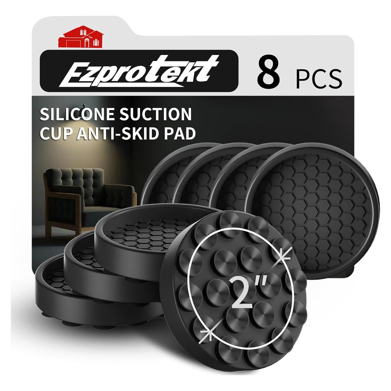 Coasters Antideslizantes Ezprotekt 8 PCS 5.08 cm Negro