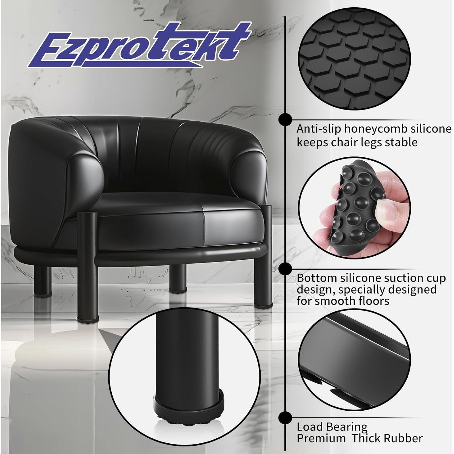 Coasters Antideslizantes Ezprotekt 8 PCS 5.08 cm Negro