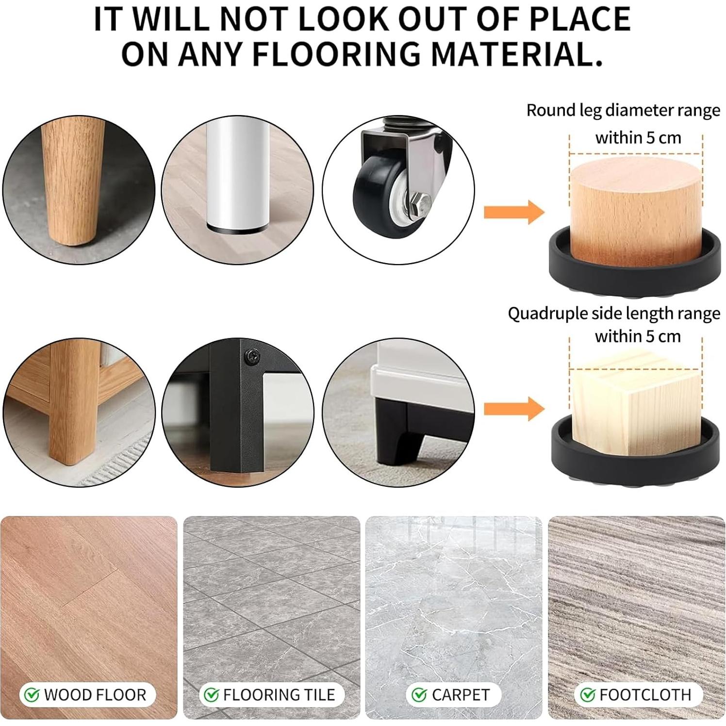 Coasters Antideslizantes Ezprotekt 8 PCS 5.08 cm Negro