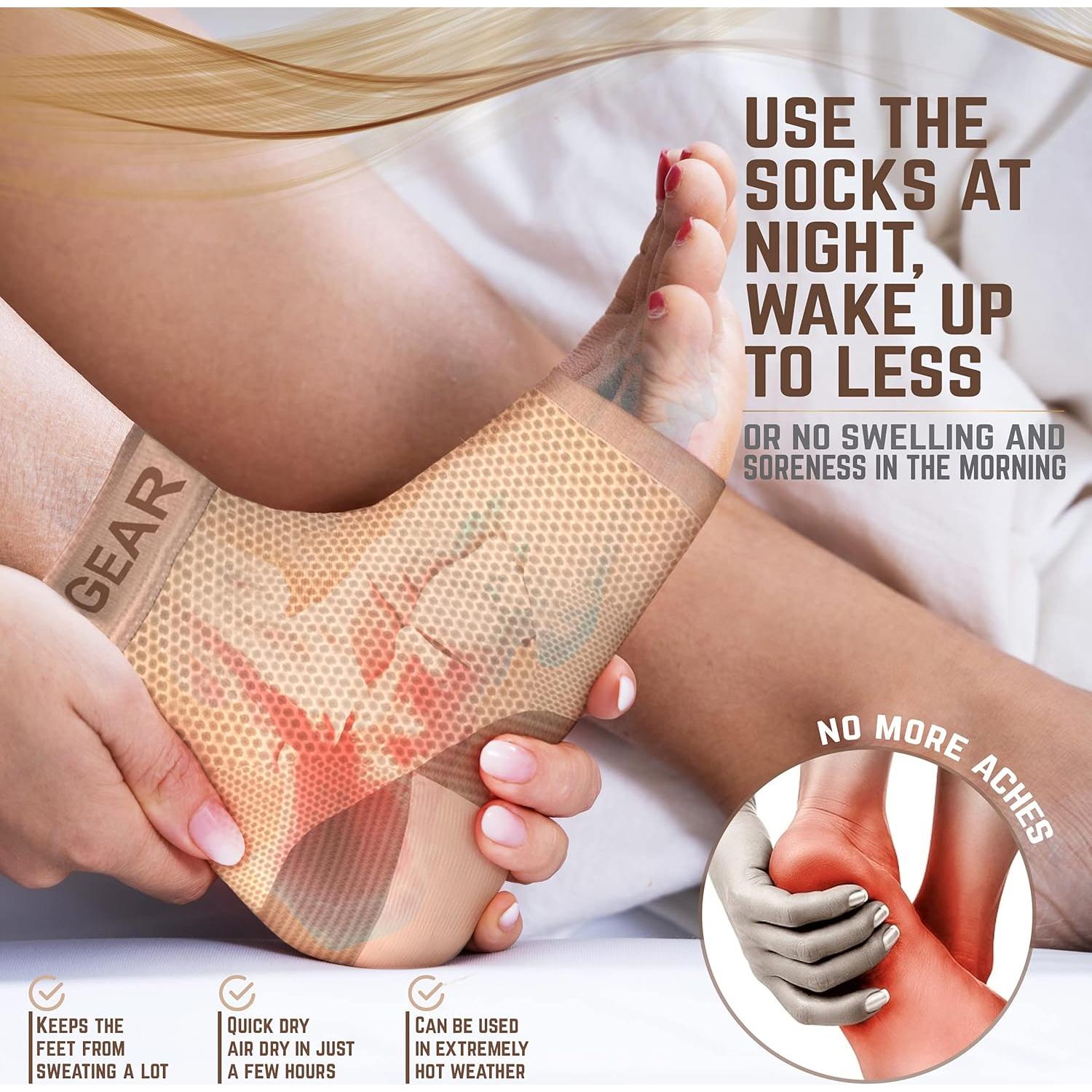 Calcetines de Compresión para Fasciitis Plantar Physix S/M Beige