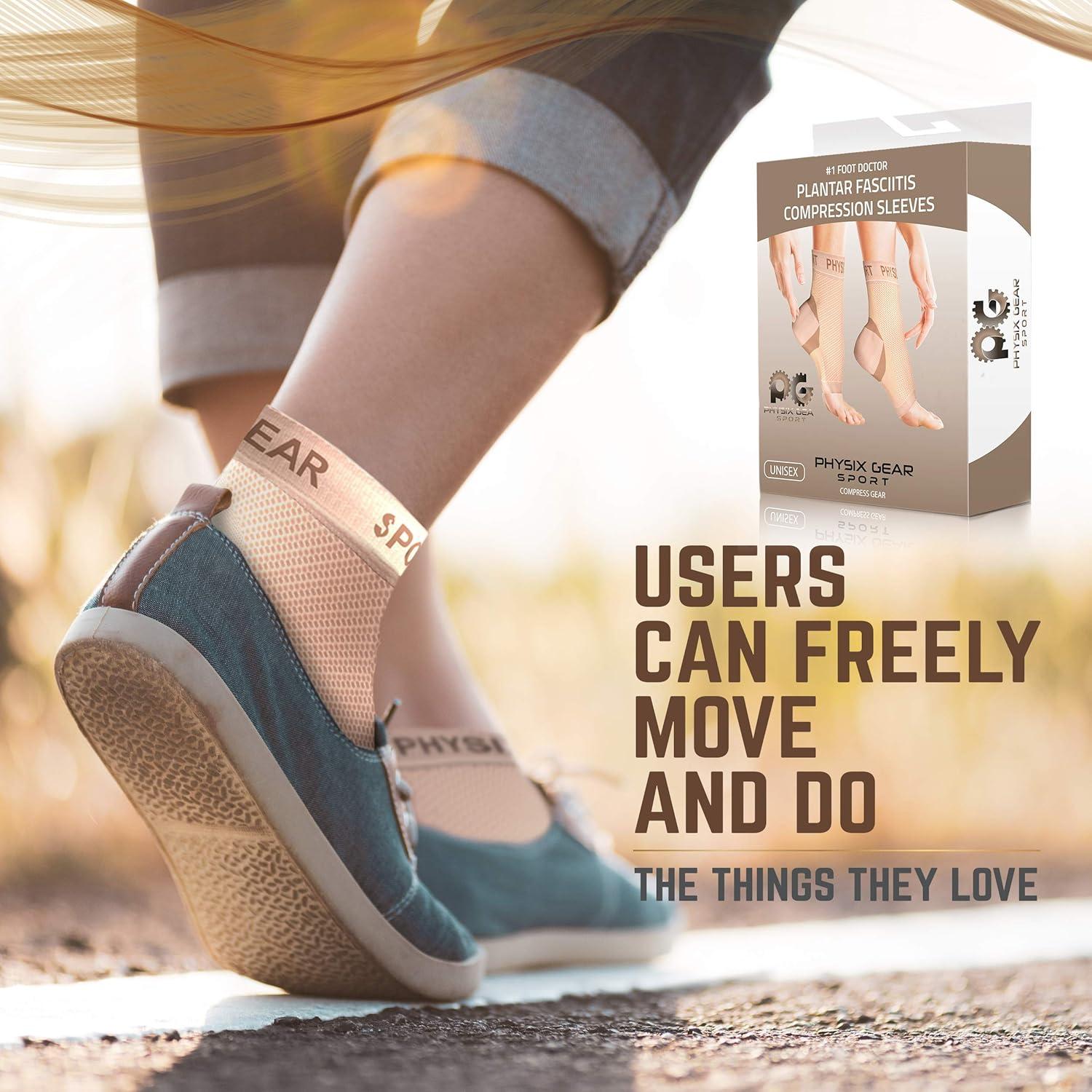 Calcetines de Compresión para Fasciitis Plantar Physix S/M Beige