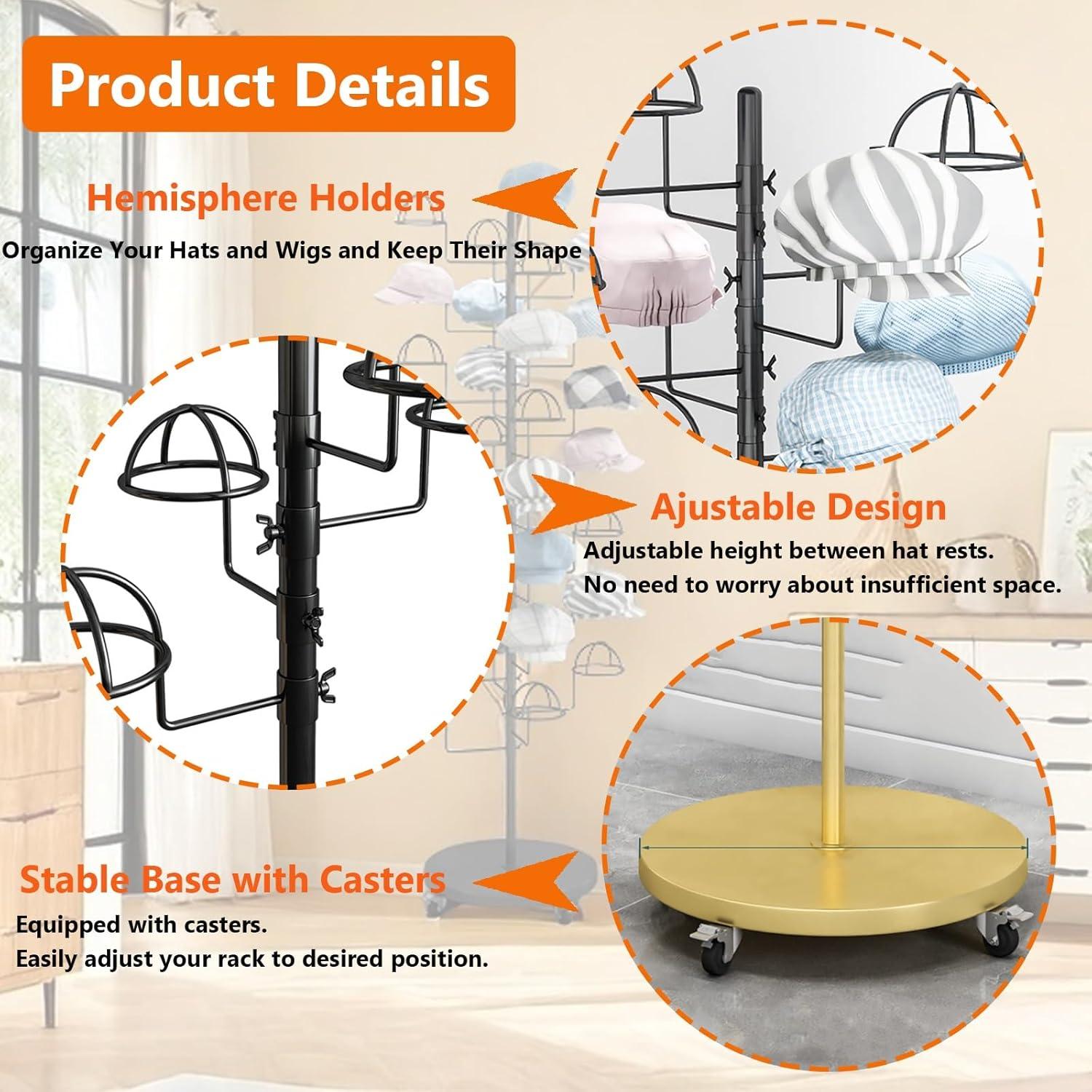 Soporte para Sombreros HEOTJUUQ de Metal 30 Ganchos Negro