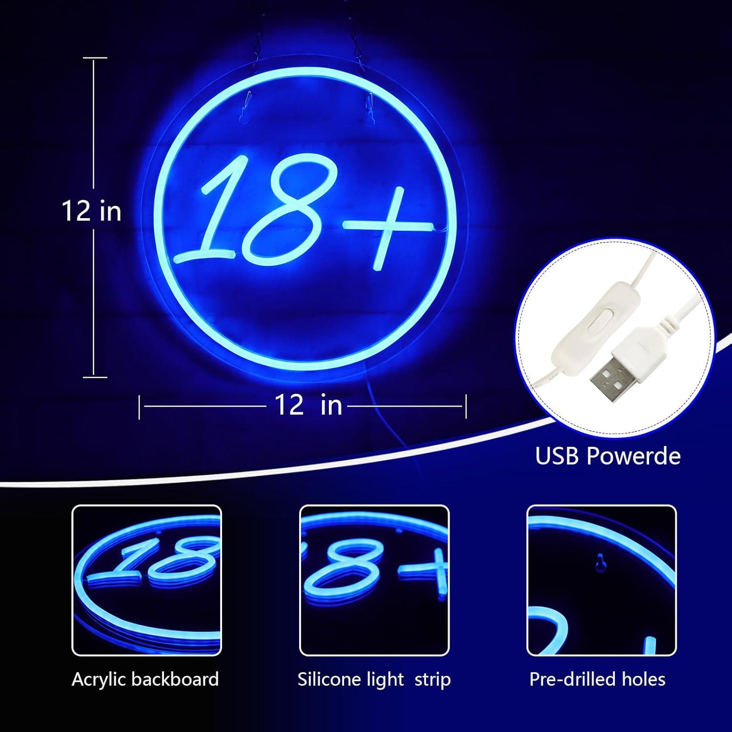 Luz de Neón 18+ Junbige 30.5x30.5cm USB Colgante